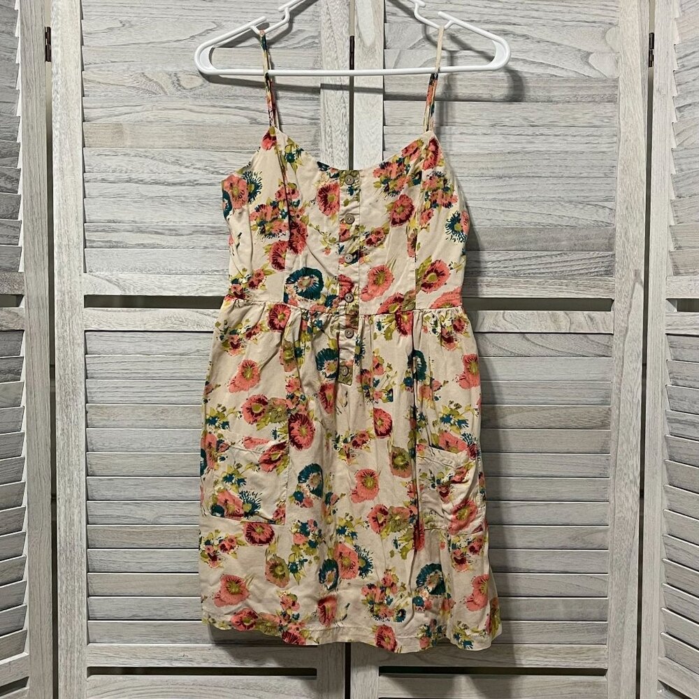Blue Pepper Womens Size Medium Mini Dress‎ Multicolor Floral Adjustable Strap